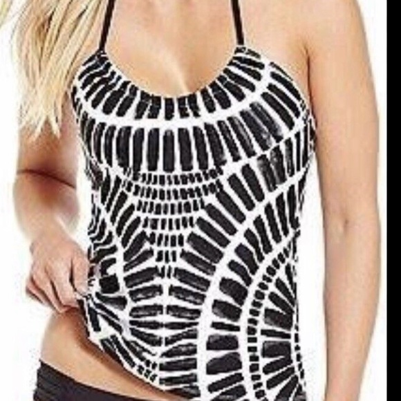 Trina Turk Algiers Halter Style Tankini Top in Black & White Size 10 - Picture 3 of 6